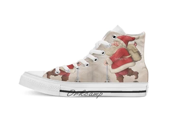 

Santa Claus and the Push scooter Custom Casual High Top lace-up Canvas shoes sneakers Drop shipping