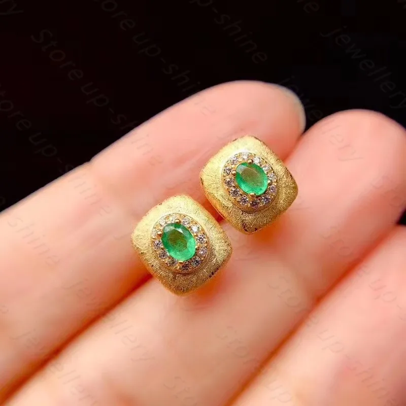 

Женские серьги из серебра 925 пробы с натуральным изумрудом