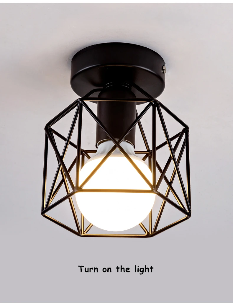 Modern nordic black wrought iron E27 led ceiling lamps for kitchen living room bedroom study balcony restaurant cafe hotel