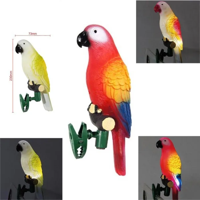 Solar Power LED Light Bird Parrot Lamp With Clip Night Lights for Outdoor Garden Path Ornament THIN889