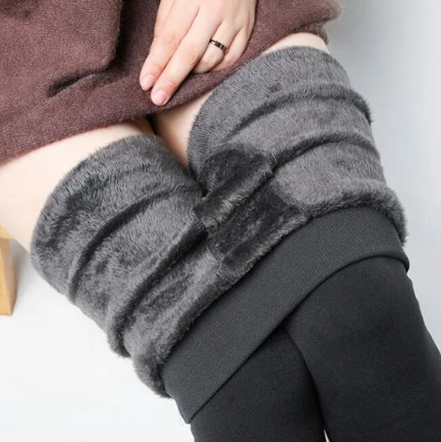 K018 Warm Grey Зимние леггинсы, вязанные бархатные повседневные леггинсы, новые высокие эластичные утолщенные женские теплые черные штаны, обтягивающие штаны для женщин, леггинсы - Цвет: K018 Warm Grey