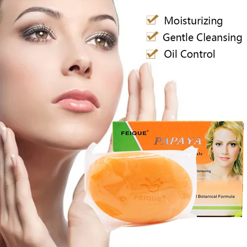 Natural Botanical Formula Papaya Whitening Anti-freckle Soap Deep Cleaning Brighten Face Care Wash Basis Soap