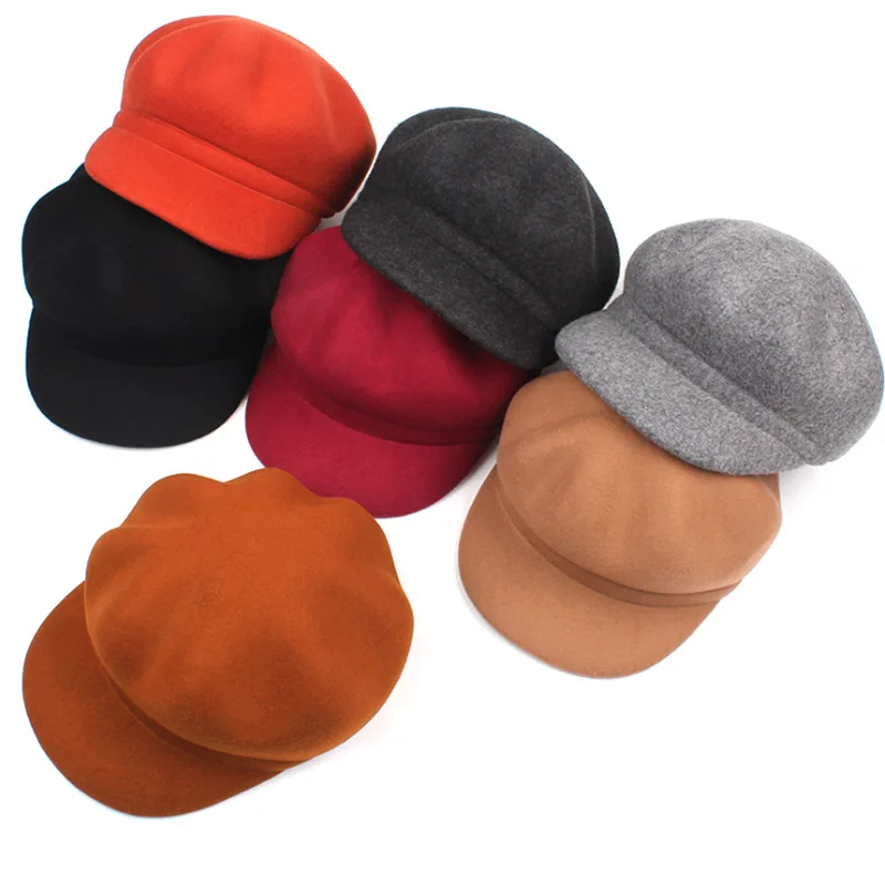 [AETRENDS] 7 одноцветных шерстяных беретов, кепка в британском стиле, официальная женская шапка, шерстяные береты, шапка с плоской подошвой, gorro feminino inverno Z-6849
