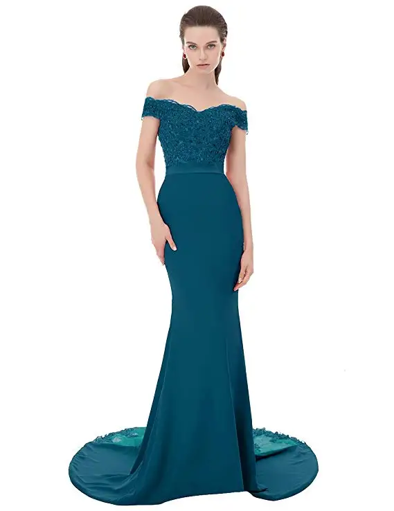 VKBRIDAL Robe De Soiree Красное длинное вечернее платье Русалка Вечерние элегантные Vestido de Festa Longo вечернее платье для выпускного вечера - Цвет: peacock blue