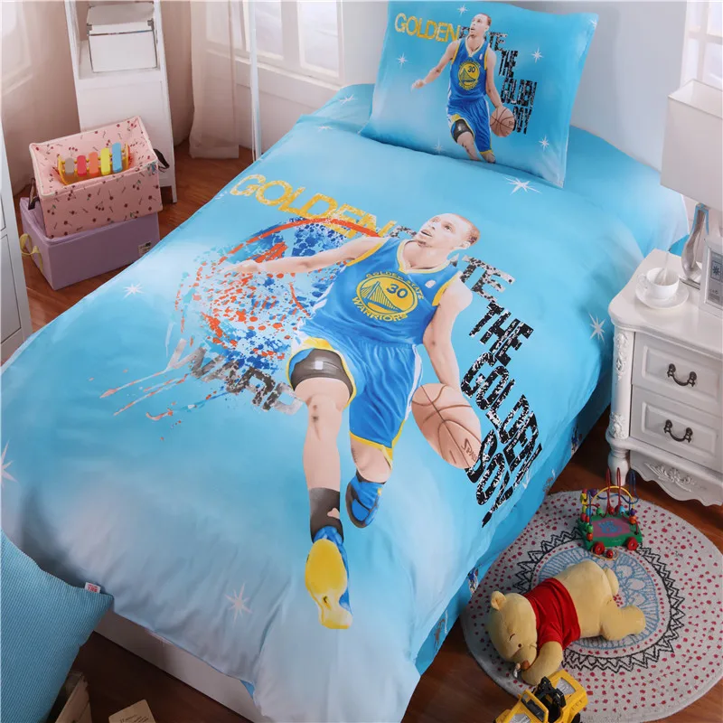 

Cotton Students Single Person Kit Pure One-Piece Quilt Cover Sheet Pillow Case Three-piece Set NBA Basketball Star Curry Fans