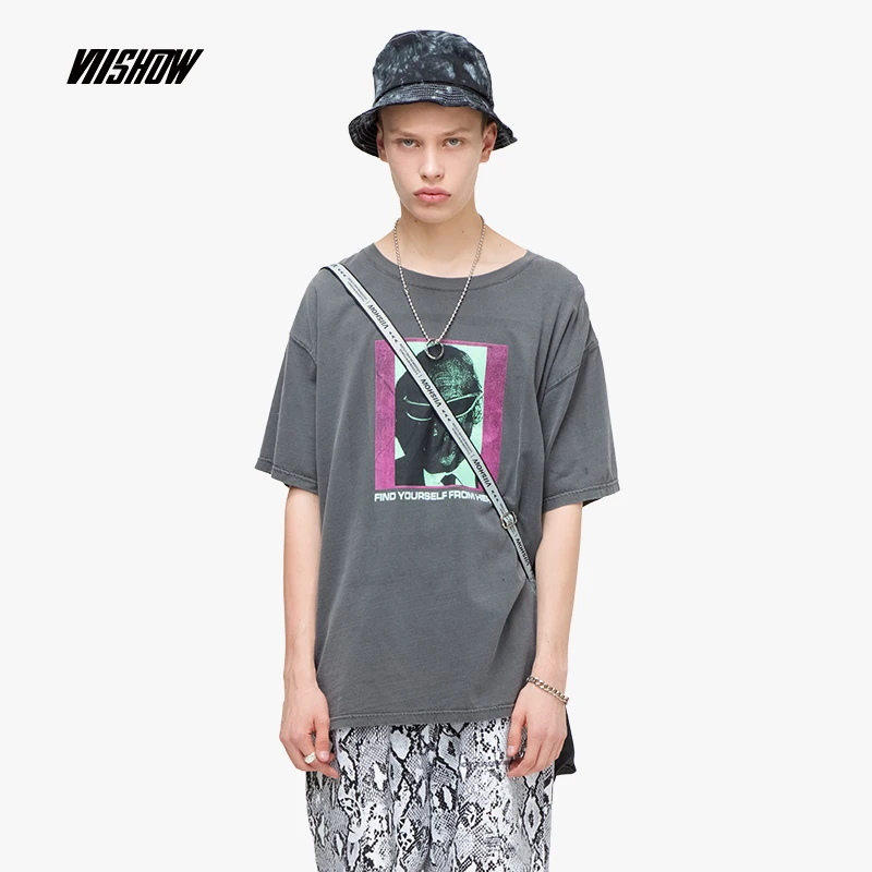 VIISHOW Новая летняя футболка с короткими рукавами для мужчин Круглый воротник Мужская половина-футболки с рукавами Принт Свободные футболки TD1558192