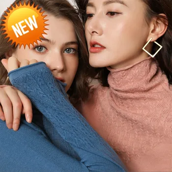 

Crochet Women Turtleneck Sweater 30% Wool Daily Tight Fit Knitted Jumper Warm Fall Winter Render Knitted Pullover S-2X