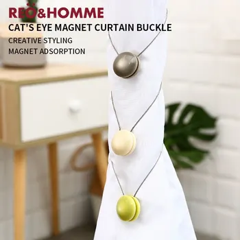

Curtain Buckles Simple kitten eye Curtain Holder Magnet Curtain Straps Tied Resin European Style Home Decor Curtains Accessories