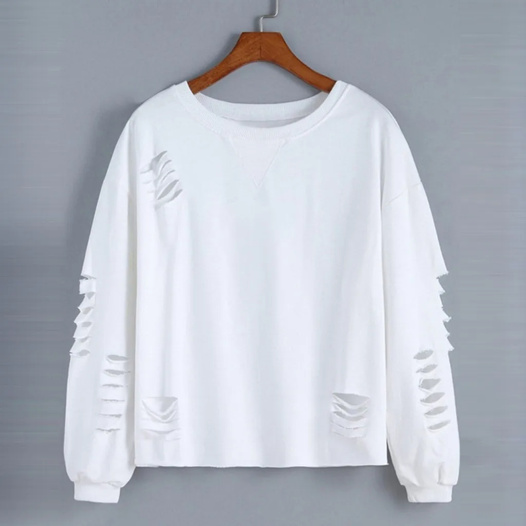 

Harajuku Hoodie And Sweatshirts Fashionable European And American Women's Solid Color Printing Loose Hole Sweatshirt Sudaderas