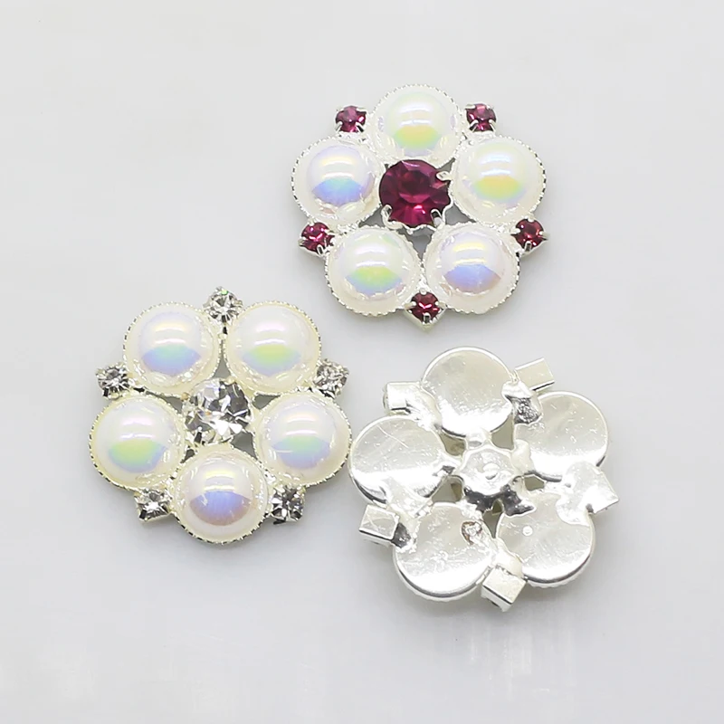 10 шт./lot24MM цветная пуговица с хрусталем и жемчужиной тесьма швейная декоративная пряжка DIY рождественское ручное творчество украшение