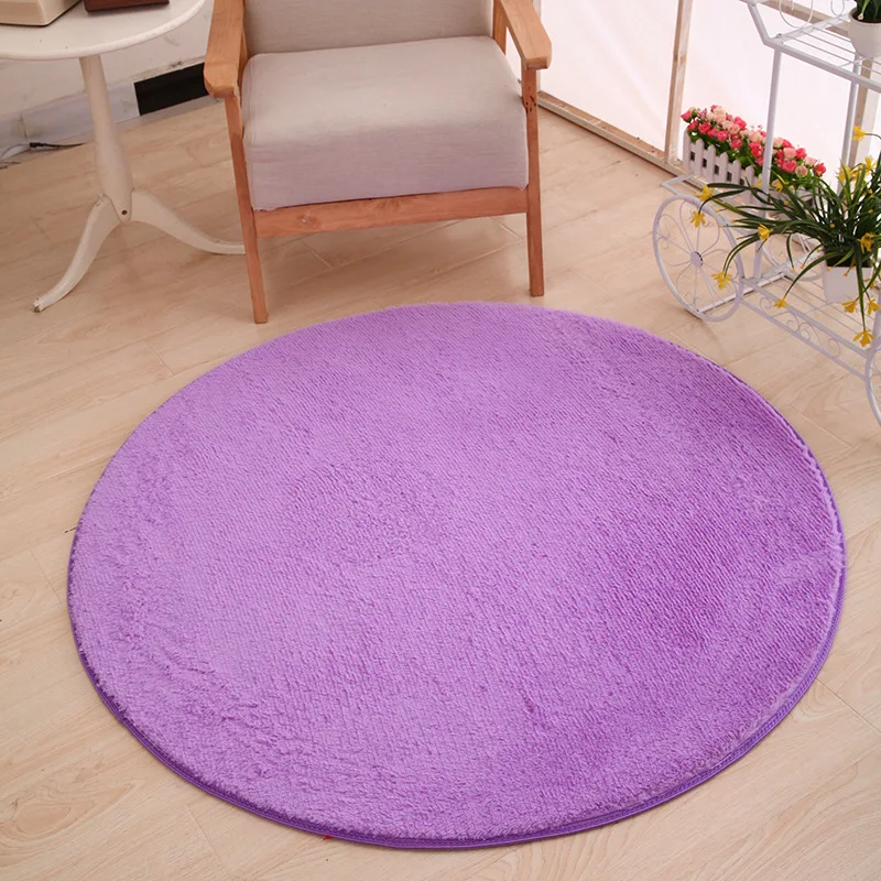 120 x 120cm Round Plush Carpet Soft Living Room Bedroom Rug Floor Mat Home Decor Short-haired Silky Plush Carpets Warm Mats - Цвет: purple