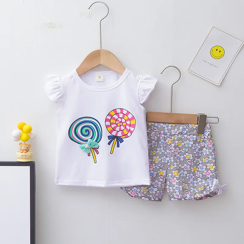 Summer Baby Girls Clothes Children Fashion Cute T Shirt Shorts 2Pcs/Sets Toddler Casual Costume Infant Outfits Kids Tracksuits
