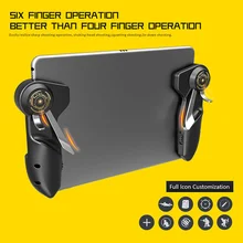 Móvel pubg controlador de jogo para ipad tablet seis dedo jogo manche punho botão objetivo l1r1 atirador gamepad gatilho