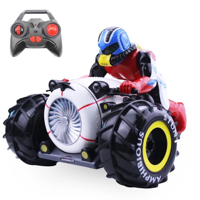 2.4G RC Car Dirt Bike Rock Crawler Amphibious Radio Control Motorcycle Stunt Racing Vehicle Model Light Electric Hobby Toys 2