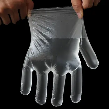 

100pcs/Lot Disposable Gloves One-off Plastic Gloves Restaurant BBQ Transparent Eco-friendly PE Gloves Kitchen Garden accessories