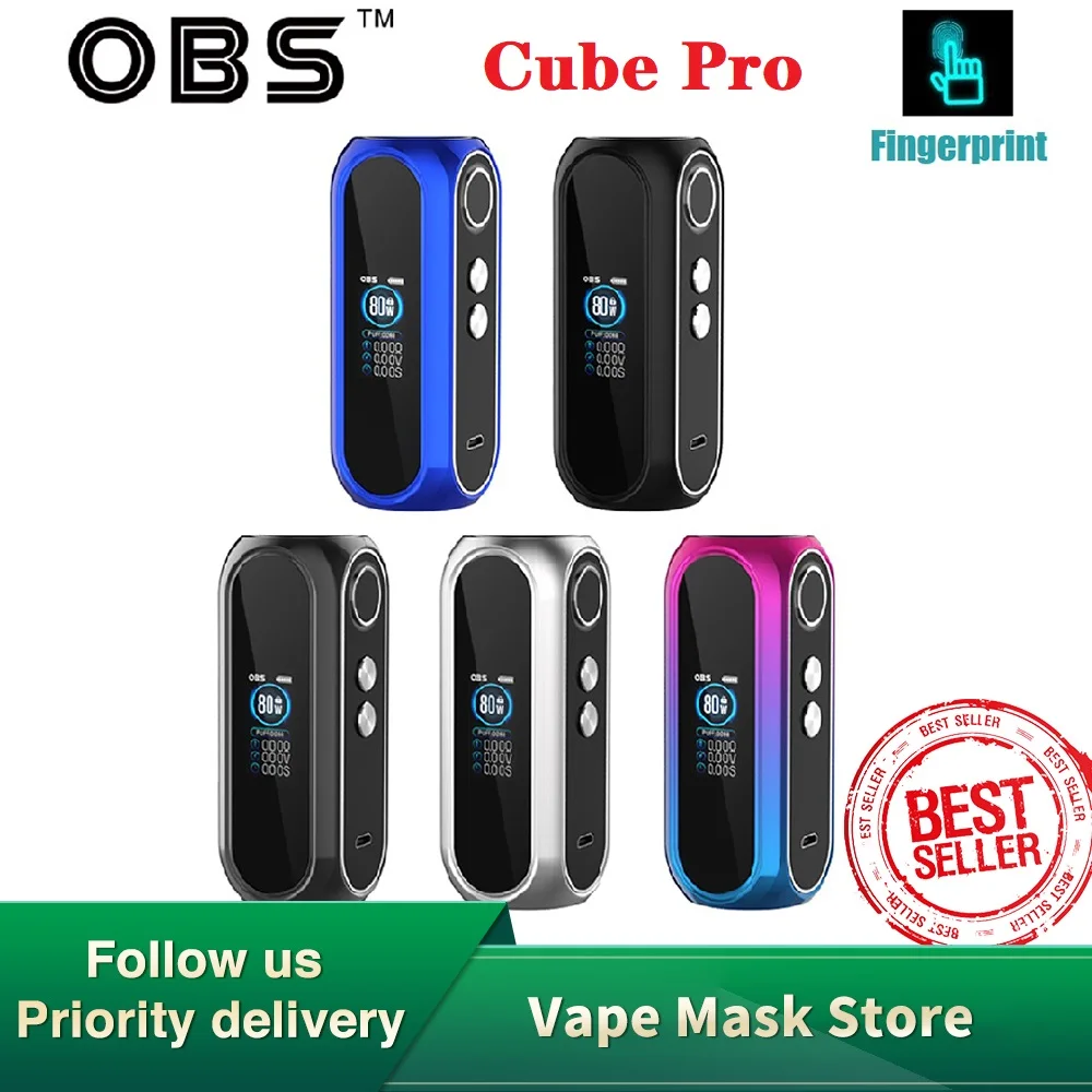 Оригинал OBS Cube Pro 80 Вт Fingerprint VW MOD встроенный аккумулятор 3000 мАч макс. выход