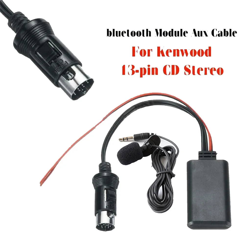 Bluetooth AUX Cable With Microphone For Kenwood 13-pin CD Stereo Bluetooth Module Aux Receiver Cable Adapter