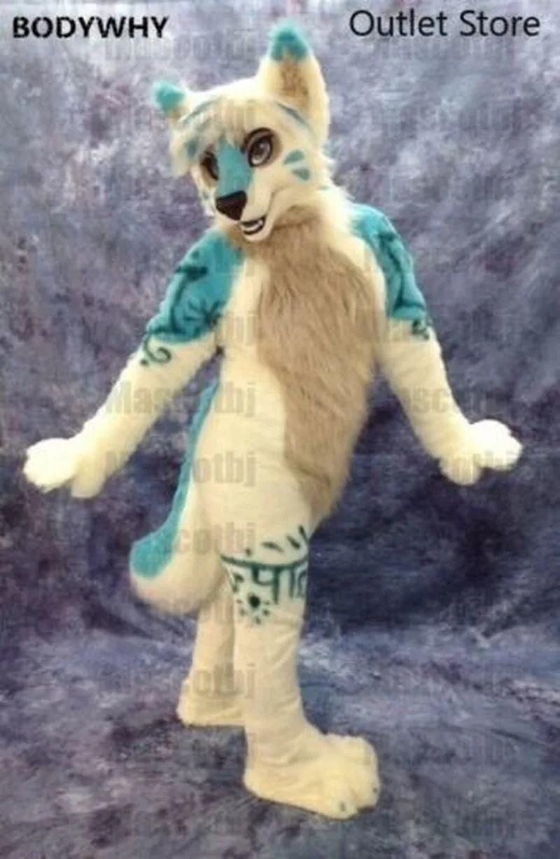 Бежевый хаски собака волк костюм лисы маскота Fursuit Косплей вечернее платье