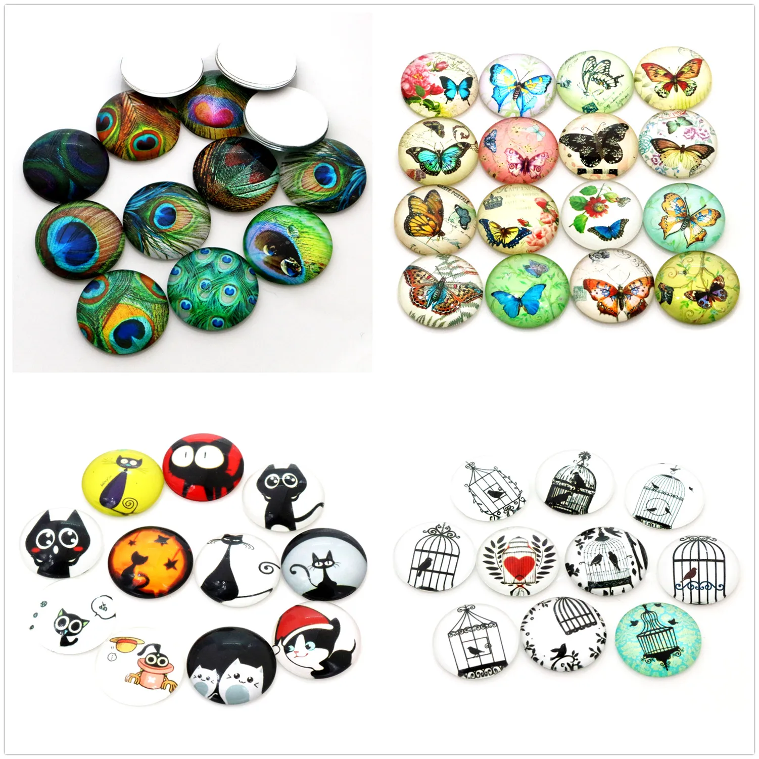 Hot Sale 10pcs 25mm New Fashion 13style Mixed Handmade Glass Cabochons Pattern Domed Jewelry Accessories Supplies | Украшения и