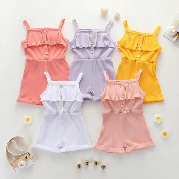 

2020 Summer Toddler Baby Girls Sleeveless Bandage Rompers Jumpsuit Overalls Infant Girls Cotton Kids Playsuit Clothes For Girls