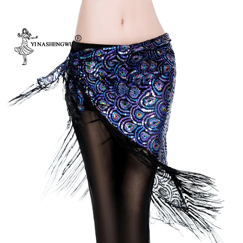 NEW Belt Skirt Fringes Sequin Shawl Belly Dance Tribal Tassel Hip Scarf Wrap T64 