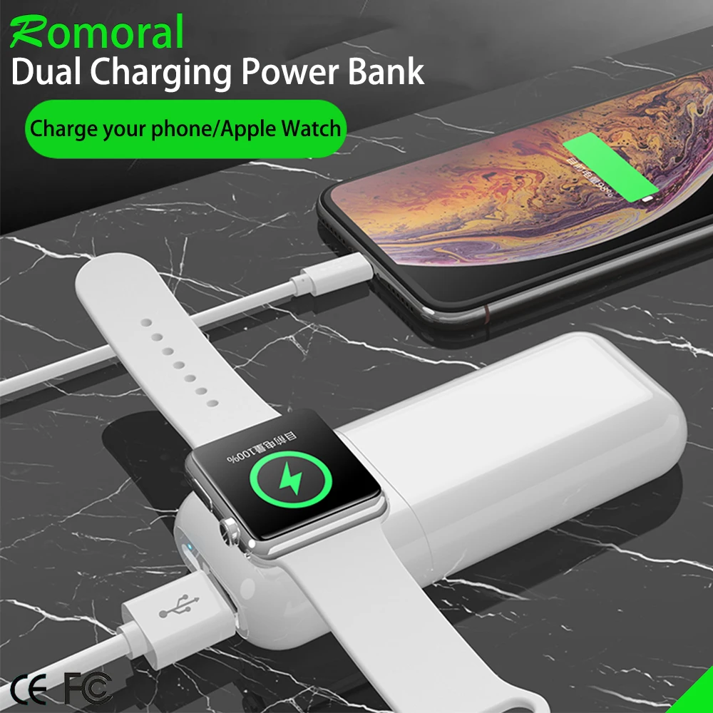 Watch Wireless Charging for Apple Watch Series 4 3 2 1 With 5200mAh Mobile Phone Charger For Iphone X 8 Xiaomi HuaWei