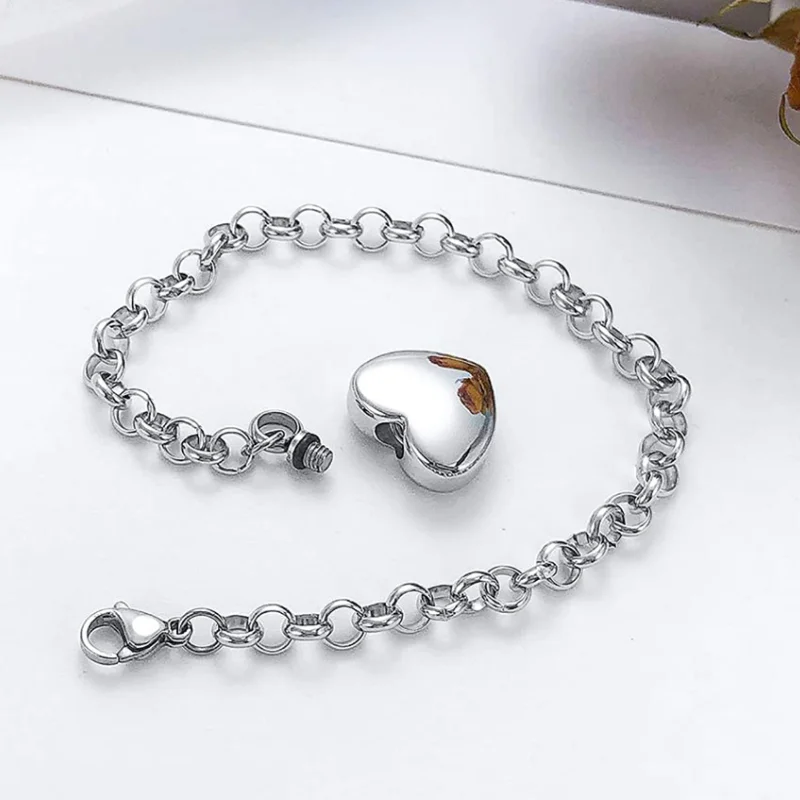 Small Heart Cremation Jewelry Urn Bracelet Custom Stainless Steel Cremation Memorial Ash Urn Bangle for Ashes Dropshipping 5
