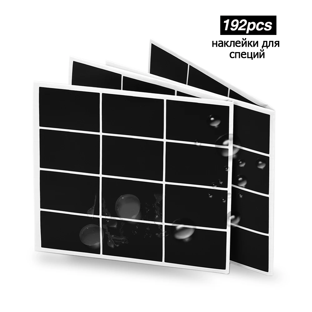 192pcs Removable Spice Sticker Label for Kitchen Storage Bottles Jar Jam Organizer Labels Jars Stickers Blackboard Decal | Дом и сад