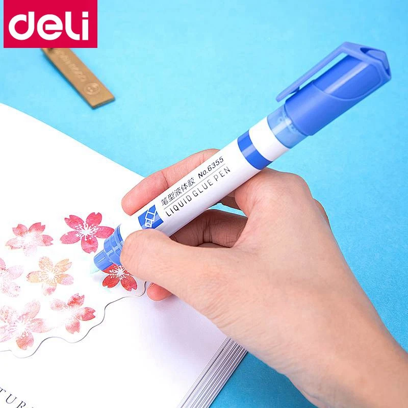 

1PCS Deli 6355 pen shaped water glue 10ml liquid glue pen easy to carry office home school student water glue pen wholesale