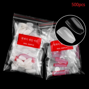 

Artificial Acrylic Gel UV Manicure Set DIY 500pcs/bag Full False Nail Art Tips Clear/Natural Color Half Fake False Nail Art