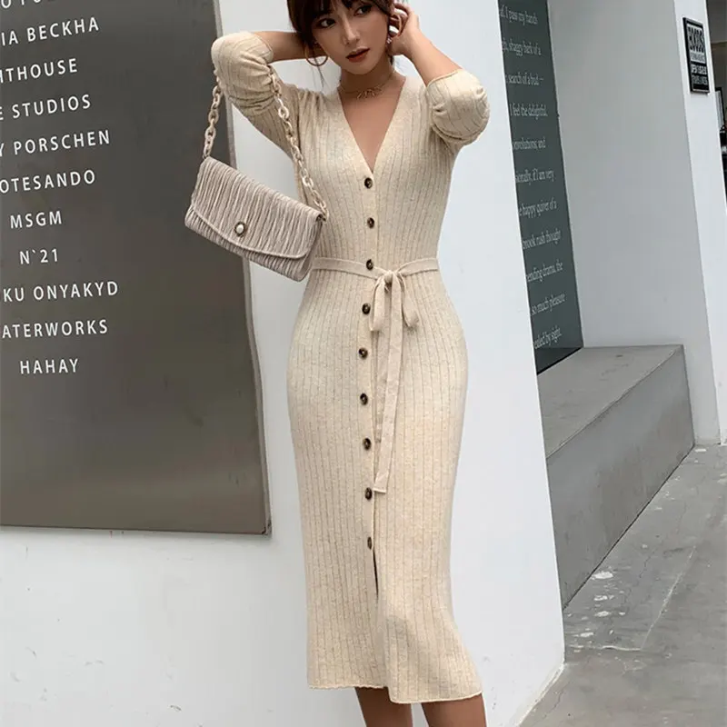 ^*Best Offers Smpevrg femela cardigan long style coat women sweater V-neck long sleeve waist cardigans women coats slim fit fashion jumper new