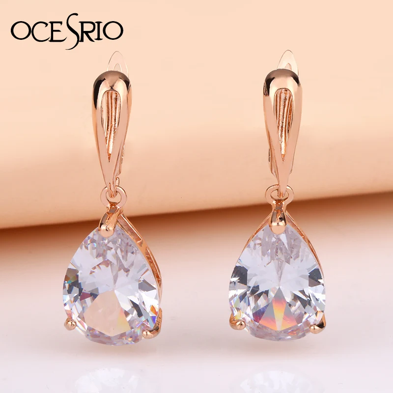 Серьги OCSERIO Gold 585 женские серьги из циркония с кристаллами в форме капли воды