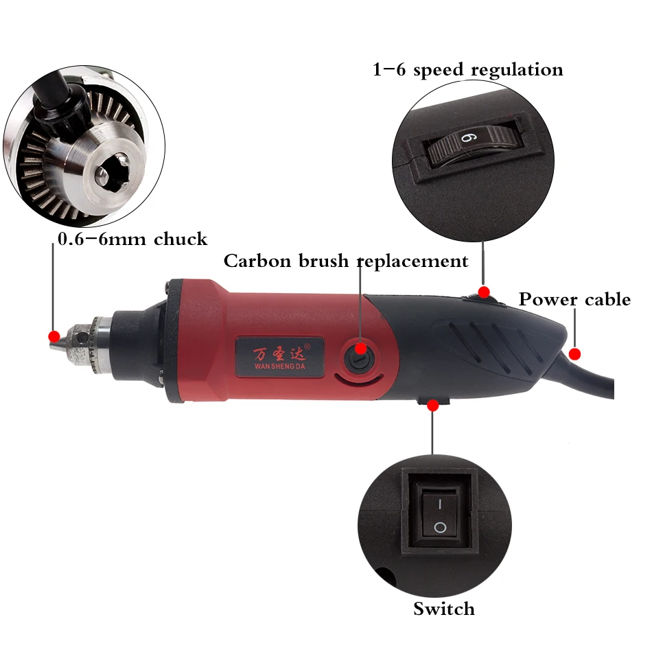 500W Engraver Electric Drill 110V/220V 35000RPM 6-speed Variable Speed Electric Grinder Grinding Machine Polishing Rotary Tool 2