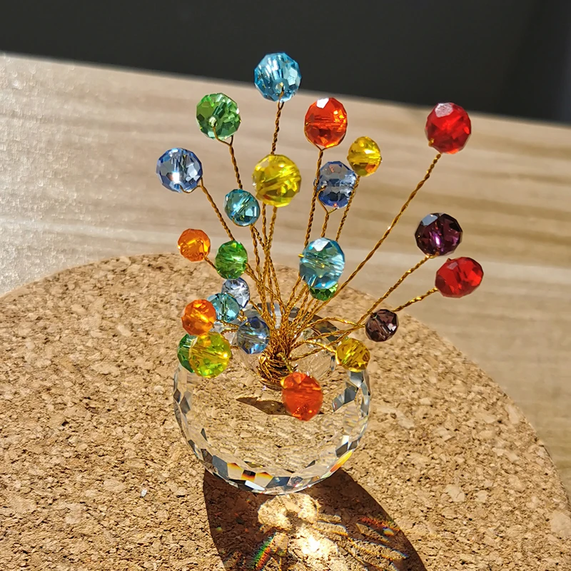 H& D Кристалл деньги дерево фигурка коллекция с красочными бусинами декоративные фэн-шуй офис домашний стол офис для богатства и удачи