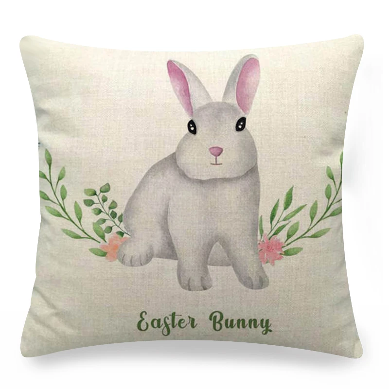 Happy Easter Bunny Pillow Cover Linen Sofa Cushion Case Pillow Home newmcx T1Y5 
