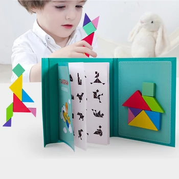 

New Set Magnetic 3D Puzzle Jigsaw Tangram Game Montessori Learning Educational Drawing Board Games Toy Brain Iq Kids Toys D242