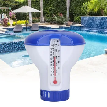 

4.7in Floating Swimming Pool Chemical Chlorine Dispenser with Thermometer Tablet Holder Chlorine Tablet Dispenser