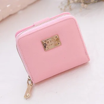 

Daily Gift Card Zipper Closure PU Leather Short Wallet Storage Holder Money Fashion Keys Women Coin Purse