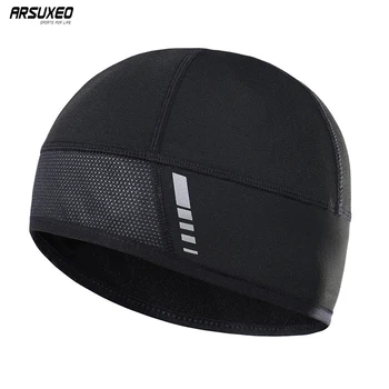 

ARSUXEO Winter Fleece Cycling Cap Windproof Outdoor Sports MTB Bike Bicycle Hat Snow Skull Cap Helmet Liner For Man & Woman PT06