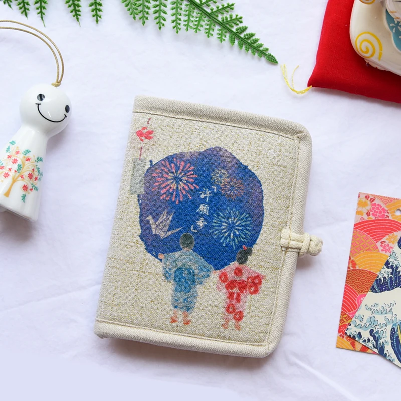 Wishing season Японский кошелек Hefeng ручной работы женский короткий складной хлопковый и пеньковый Ретро маленький свежий диск кнопка маленький кошелек сумка - Цвет: Wishing season