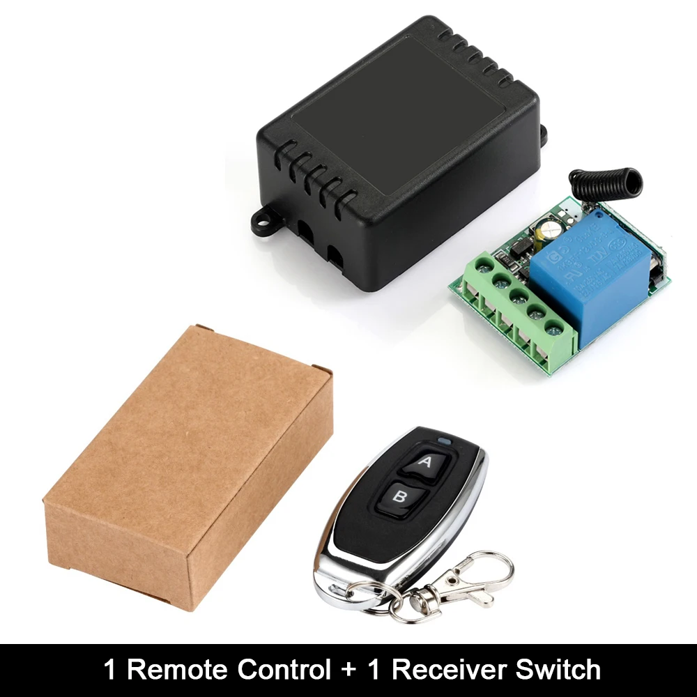 1 RC and 1 Receiver Rurum 433 МГц Универсальный беспроводной пульт дистанционного управления DC 12 В 1CH релейный модуль приемника РЧ передатчик 433 МГц пульт дистанционного управления s - Цвет: 1 RC and 1 Receiver