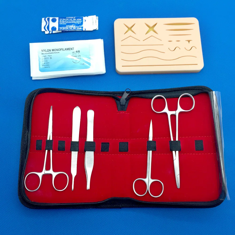 Набор для обучения хирургическому шову, для практики наложения швов, модель для обучения, игла, ножницы, набор инструментов, обучающее оборудование