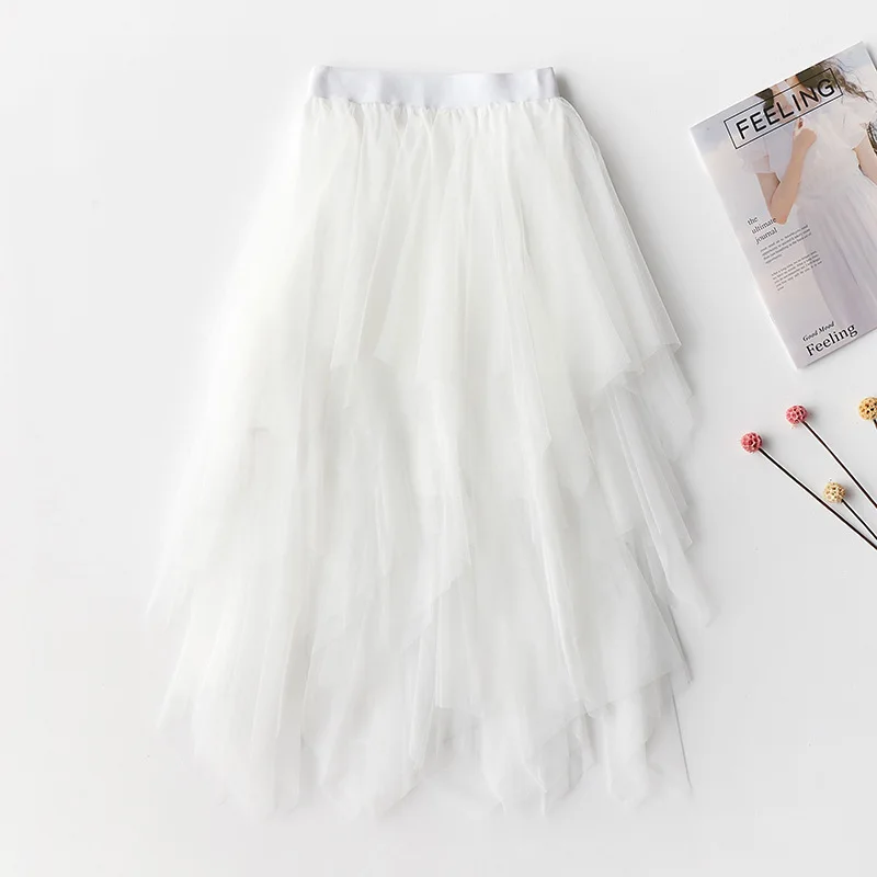 Осенне-летняя юбка с завышенной талией, нестандартная ретро юбка для женщин,, Корейская сетка, марля, плиссированные длинные сексуальные юбки для женщин, юбка миди