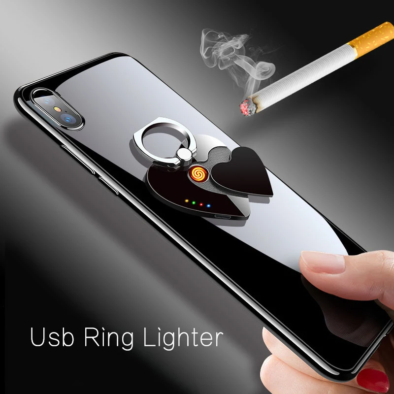 Lighter Windproof Ring-Buckle Phone-Holder Cigarette-Accessories Exquisite Charging-Ring