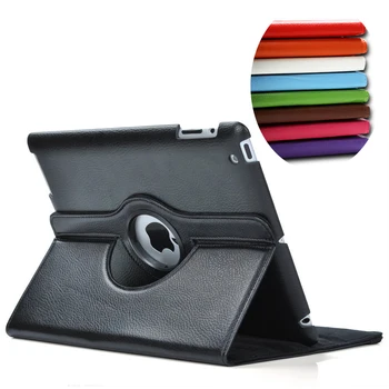 

360 Degree Rotation Tablet PU Smart Holder Stand Fold Shell For Apple IPad Mini 1 2 3 7.9 Inch + Tablet Screen Tempered Glass