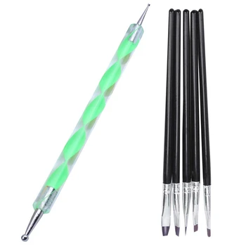

5 Pcs Brushes Uv Gel Brush & 20Pcs Nail Art Tools Makeup Brush Dotting Tool Brush Kit