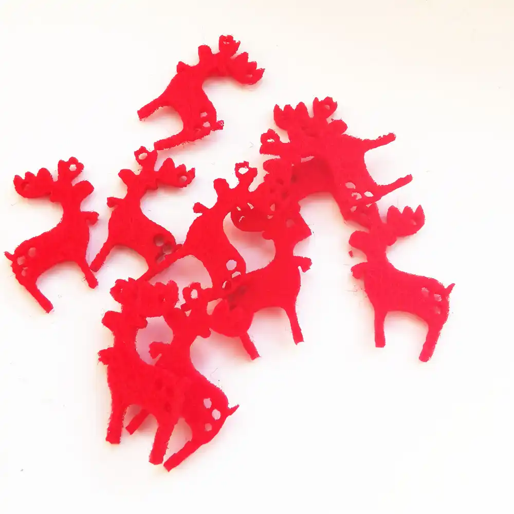 100pcs 25x16mm Red Felt Fabric Christmas Elk Reindeers Embellishments Patch Crafts Home Xmas Tree Decorations Ornaments Felt Aliexpress
