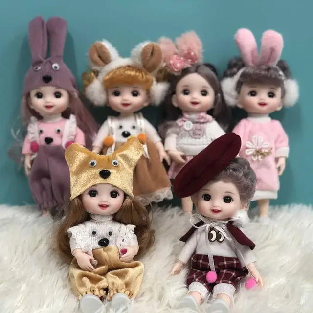 Mini Cute Doll Princess British Style Handmade Movable Joints Girl Baby 3D Big Eyes Beautiful DIY Toy Doll With Clothes Dress 2