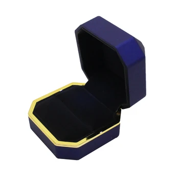 

High quality blue Ring box LED Lighted luxurious Velvet Jewelry Display Storage Wedding Valentine's Day Gift storage box