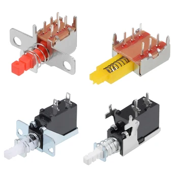 

uxcell 1/3/5/10/15pcs Push Button Switch Latching DPDT/SPST 2/6 Pin 1 Position Self-Locking White/Yellow/Red